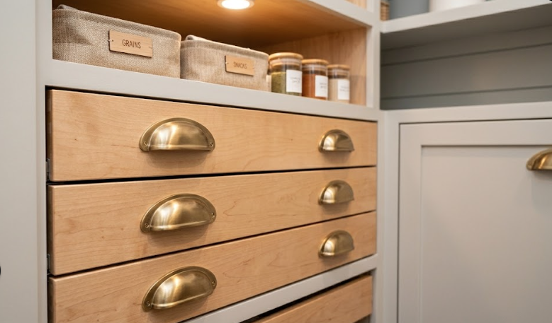 Premium soft-close cabinetry in a custom Atlanta pantry remodel